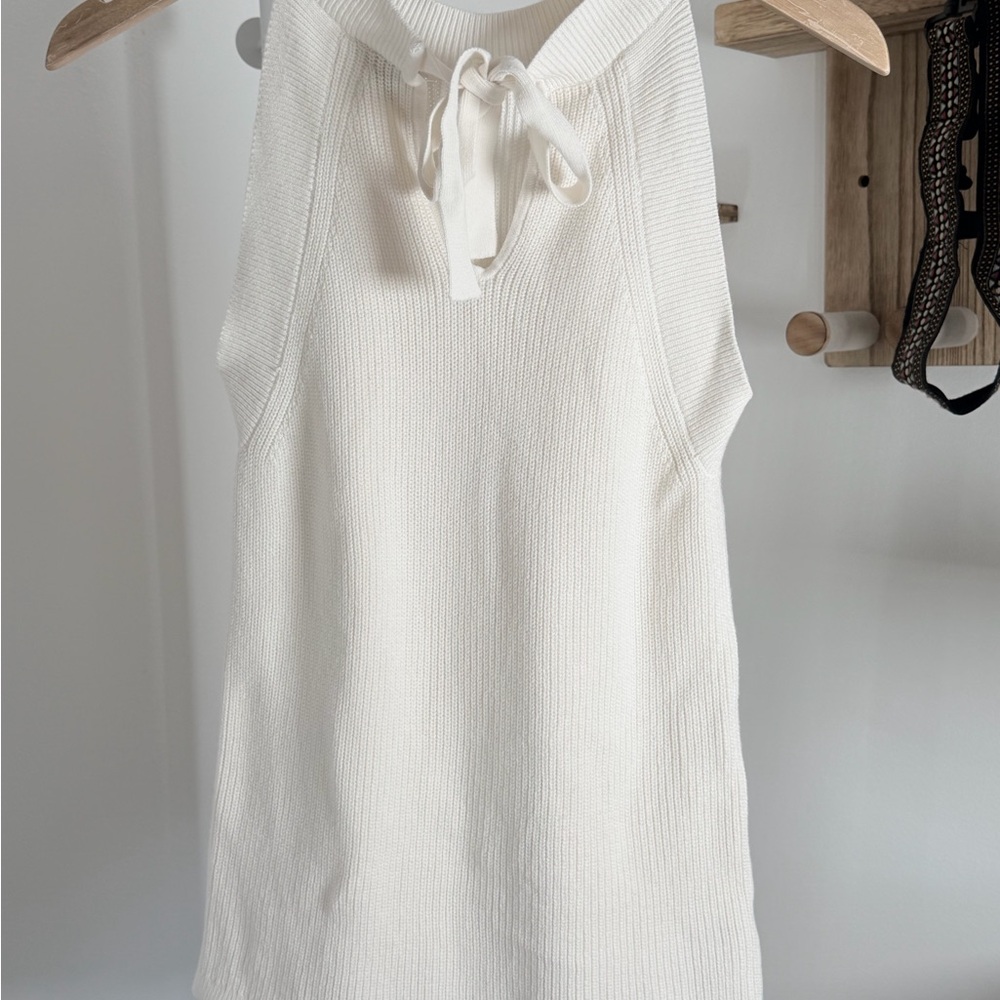 Ann Taylor Ribbed Sweater Tank Cream XS Like New - Picture 3 of 5